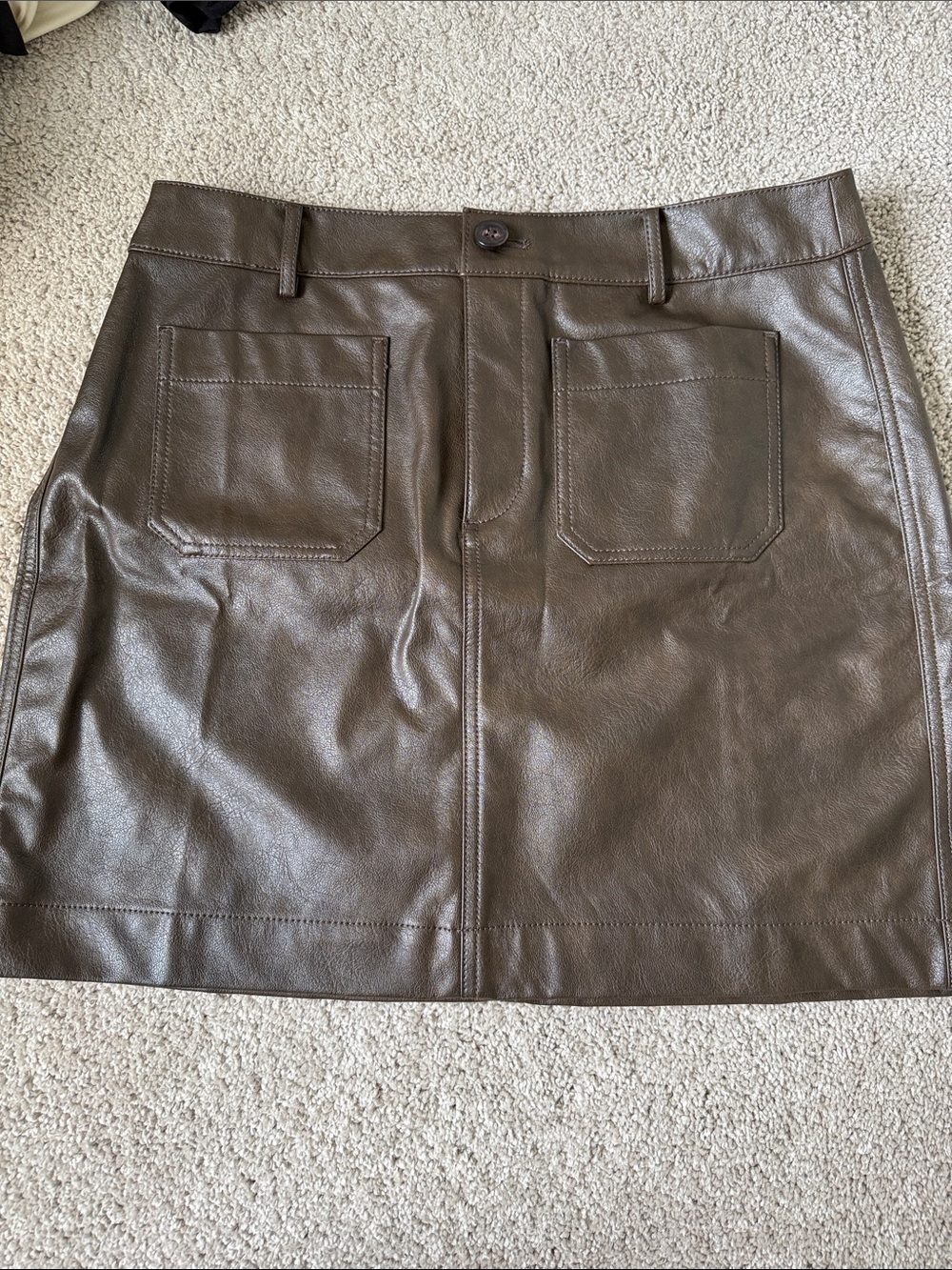 LOFT Dark Brown Faux Leather Mini Skirt